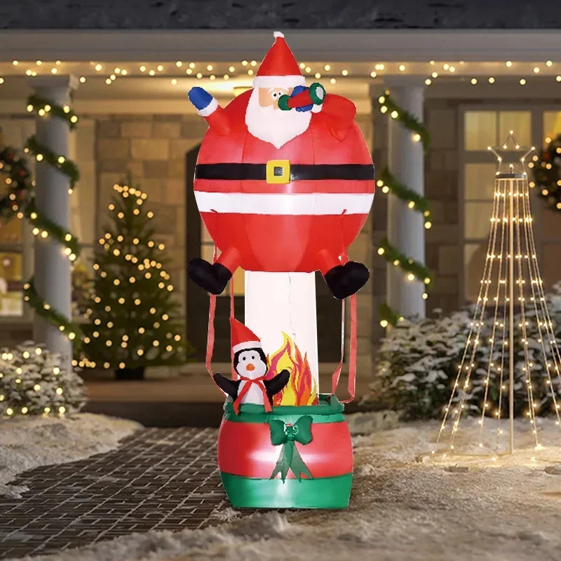 

Рождественский надувной Санта-Клаус воздушный шар на открытом воздухе праздничный двор пингвин огни воздушная форма украшение орнамент