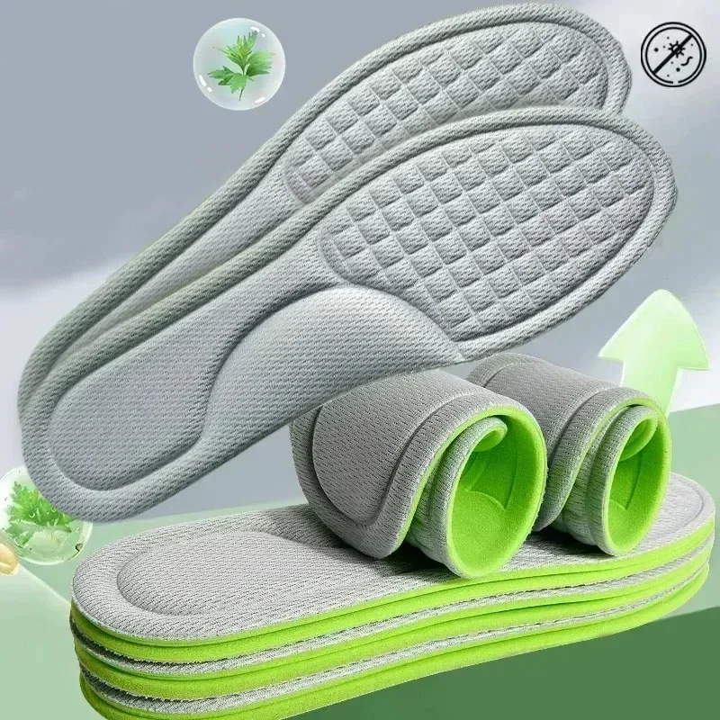 4D Nano Memory Foam Insoles Carbon Antibacterial Deodorant Shoe Pads Men Women Sport Insole Sweat Absorption Running Cushion