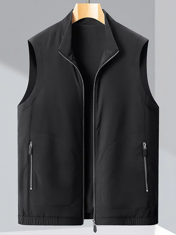 

Men's Casual Stand Collar Vest Spring Autumn New Sle Outerwear Thermal Sweat Absorbent Stand Fit Nylon Fiber Made in China