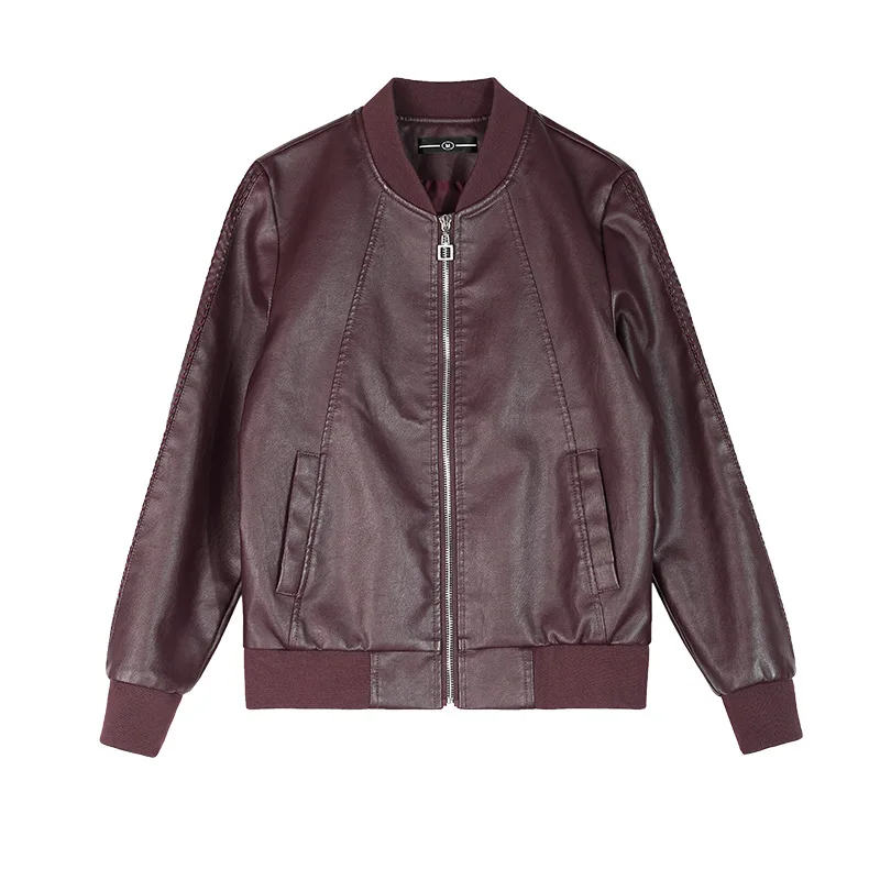 2025 Spring Autumn Women Short Imitation Leather Jacket New Solid Color Zipper Ladies Locomotive Coat PU Leather Jacket Female