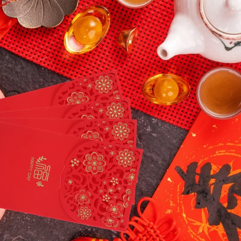 Chinese New Year Red Envelopes Lucky Money Envelopes Spring Festival Red Packet For New Year Wedding (7X3.4 Inch)