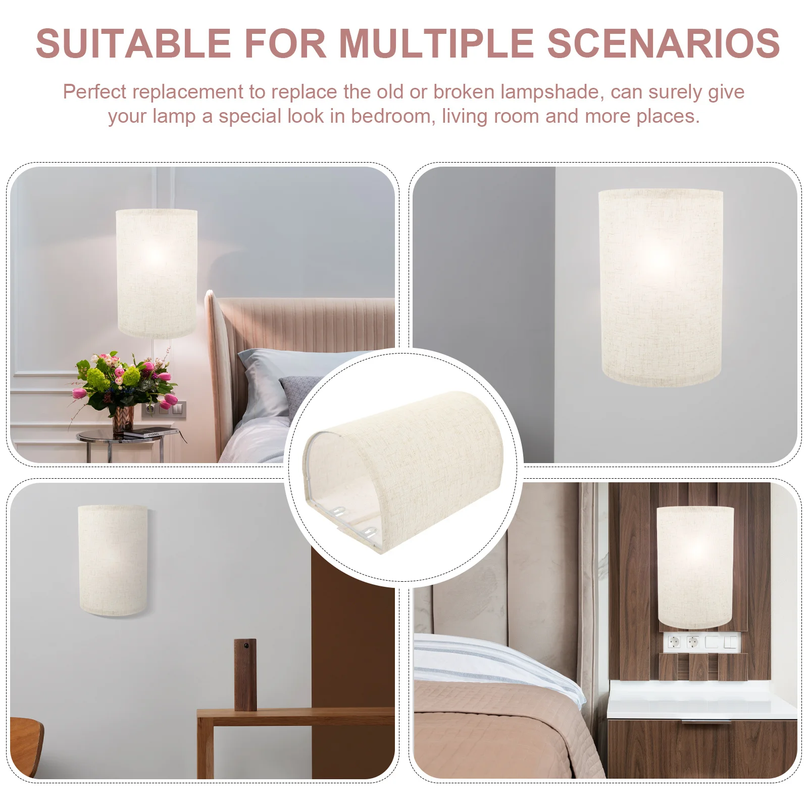 

1Set Replacement Lamp Shade Fabric Wall Lampshade Detachable Rustic Style for Bedroom Living Room Study Hotel Indoor Lighting