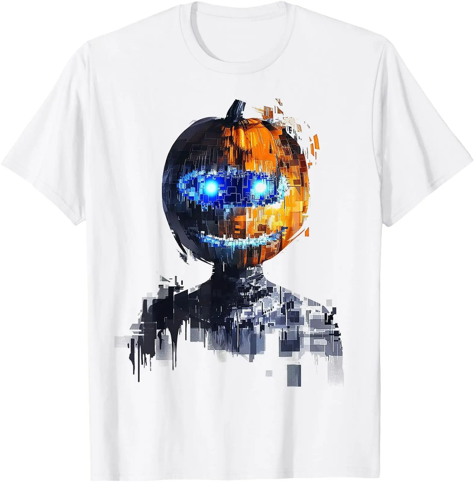 Pumpkin Costume Halloween Spooky Blue Eyes Art Pumpkin T Shirt Men