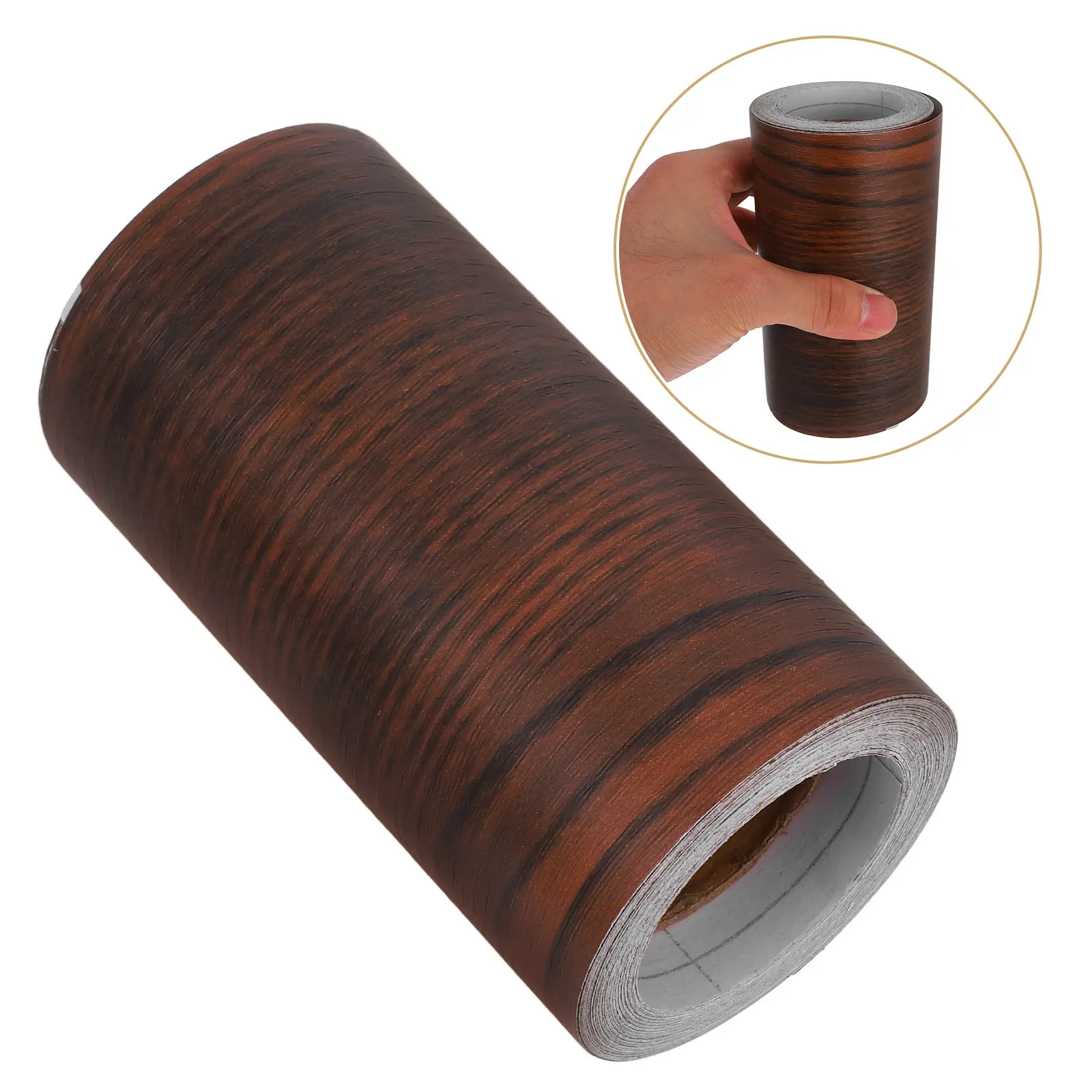 1 Roll Self-Adhesive Wood Grain Tape Versatile PVC Tape for Wood Floor Repair Wall Skirting Baseboard Trim Furniture Edge