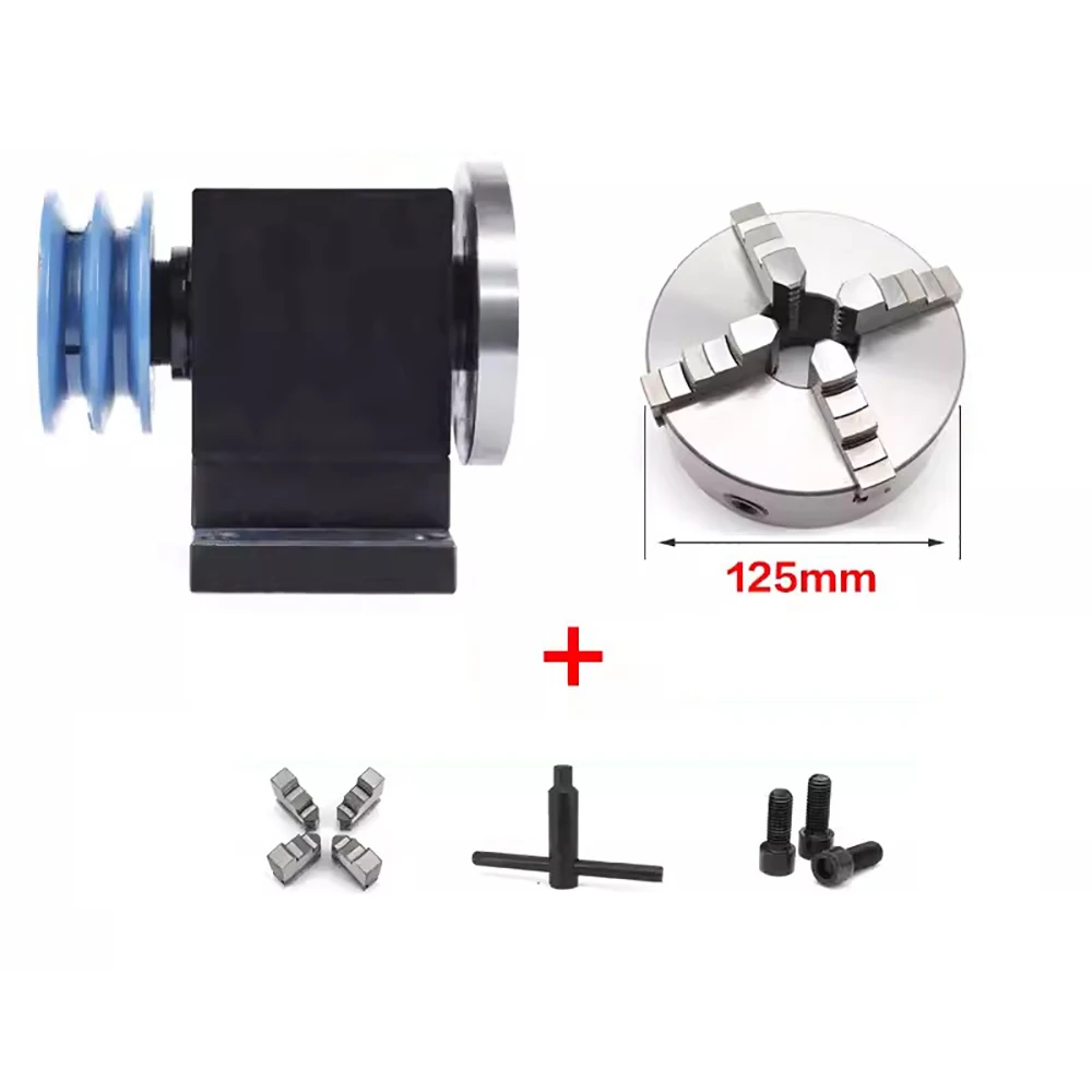 DIY Lathe Spindle Mold Steel Assembly with Diameter 125MM Self-Centering Chuck Max Speed 2000RPM