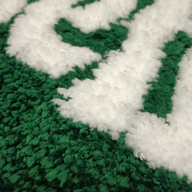 Alfombra verde con forma de corazón para dormitorio, Felpudo con letras mullidas para sala de estar, felpudo estético para habitación de niños,