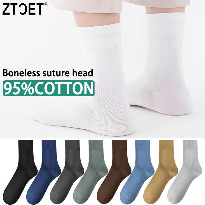 High Quality Men's Socks Combed Cotton Autumn Winter Black Business New Long Socks Breathable Male Socks Plus size EU38-45