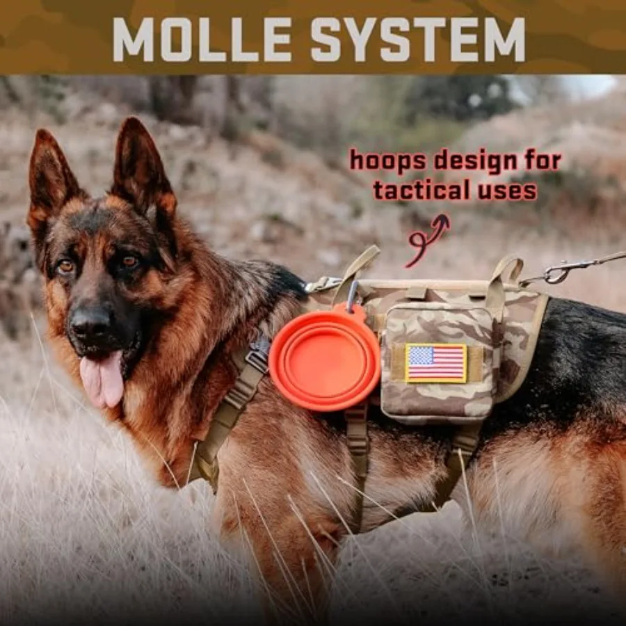 Tactical Dog Harness Tactical Dog Collar with Bungee Leash Set, No Pull Military Dog Harness for Walking Training, Adjustable f view 4