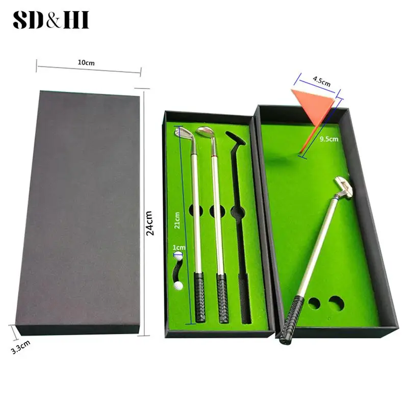 

1 set Mini Golf Pens Mini Tabletop Golf Pen Gifts Includes Putting Greens Club Pens Ball Flag Table Games Desktop Golf Ball Pen