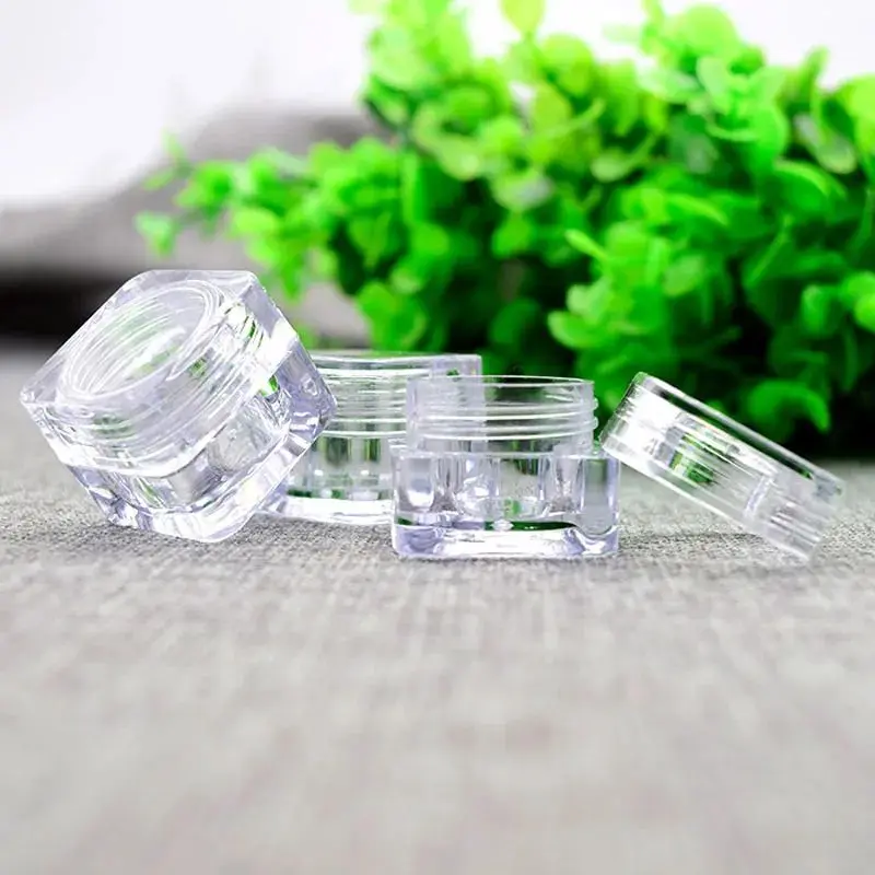 Acrylic Clear Jewelry Rings nail tips eye cream/lotion Clear Beads Accessory Container 50PCS 5ml New Cube Jars Storage Box