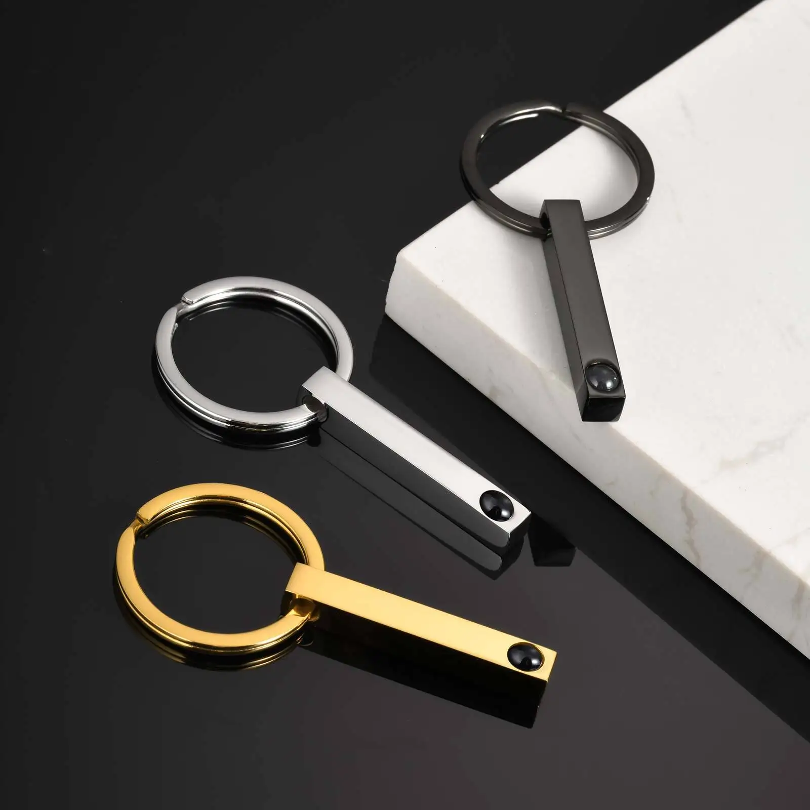 

Custom Projection Stone Keychain for Men,DIY Photo Stainless Steel Key Chains,Valentine's Day Father's Day Anniversary Gifts