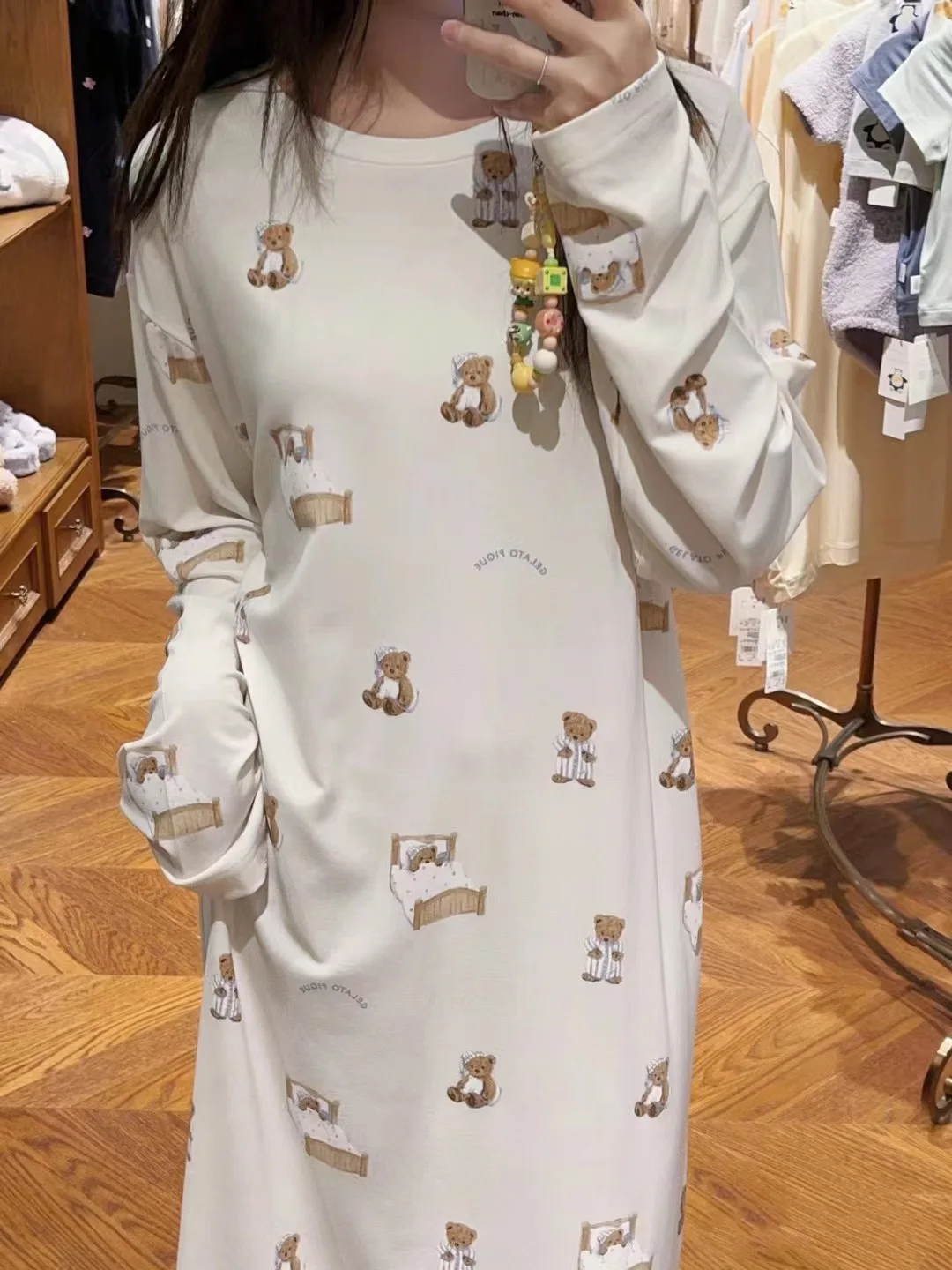 One Piece Ladies Autumn/winter Pajamas Dress Room Wear Ledies Night Gown Modal