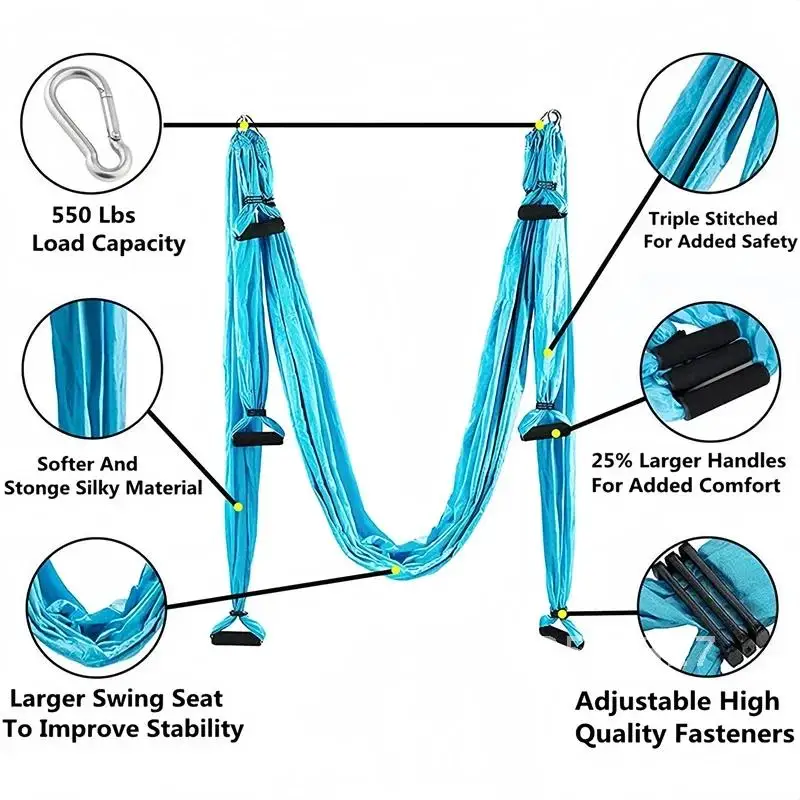 2.5*1.5m Anti-Gravity Yoga Hammock Set Flying Swing Aerial Traction Device Trapeze Outdoor Indoor Inversion Flying Sling