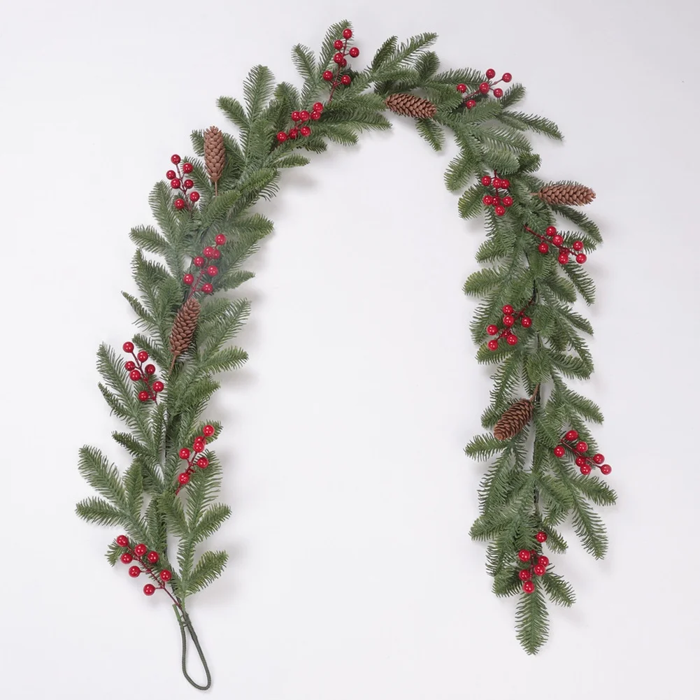 Realistic Red Berries Decoration Red Berry Garland Soft Plastic Material Lifelike Red Berries Realistic Pinecones