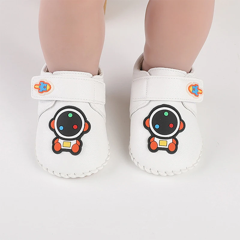 EWODOS Baby Girl Boy Cute First Walkers Leather Flats Shoes Infant Robot Patch Walker Crib Shoes for Party Festival Baby Shower