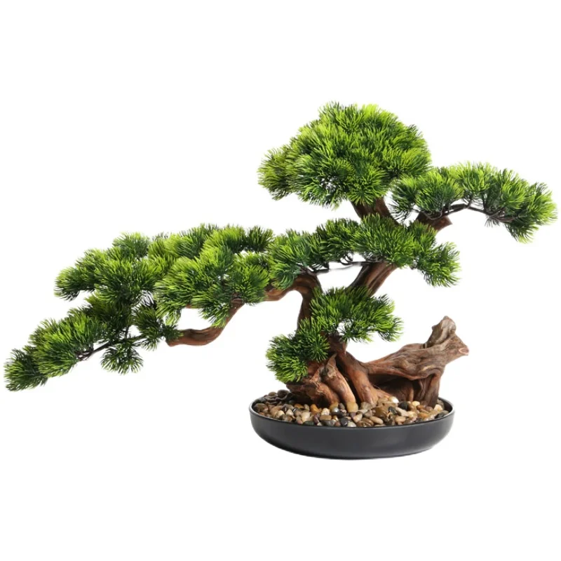 ZL Artificial Greeting Pine Greenery Bonsai Decoration Landscape Hallway Indoor Landscape