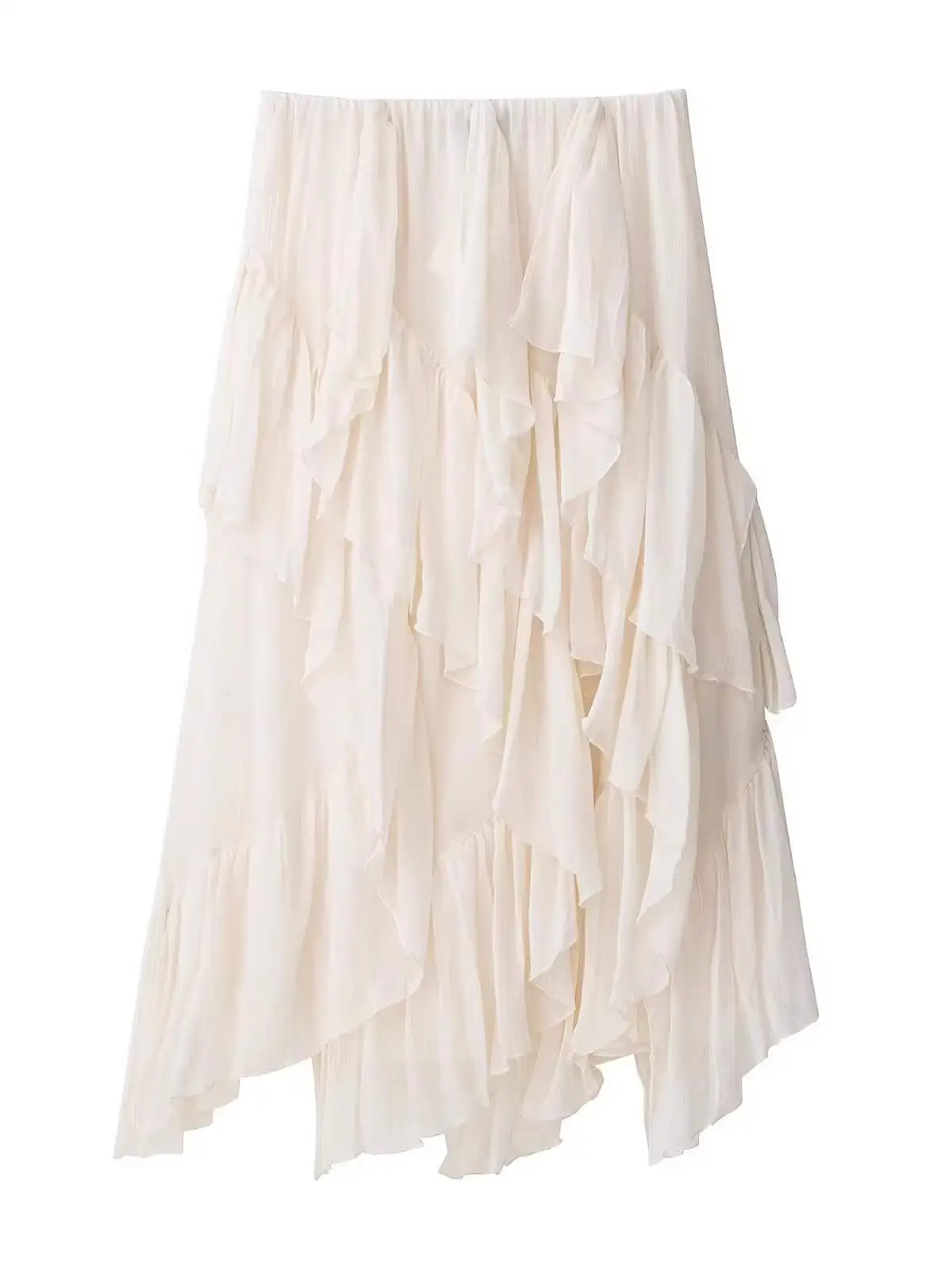 신상 하이웨이스트 미디 스커트 여성 봄 여름 가을 시즌 하이웨이스트 비대칭 플리츠 스커트 직사각형 바디...