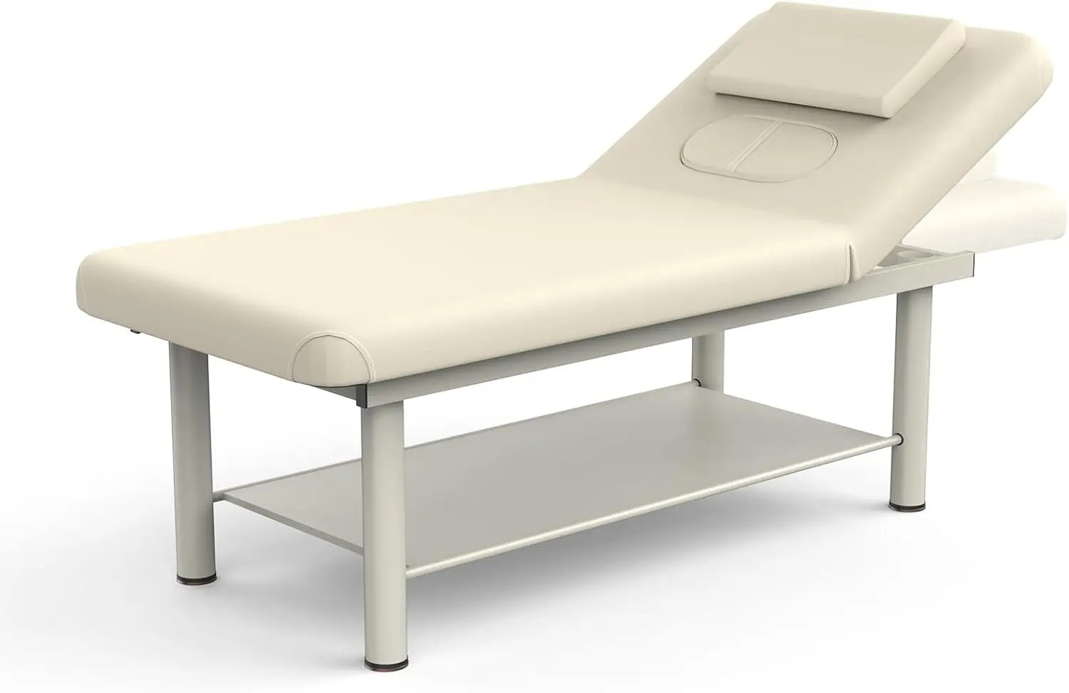 Pouseayar כבד כבד עמיד מיטת עיסוי נייח עם משענת גב, מקצועי שולחן טיפולי פנים, מסגרת מתכת pu