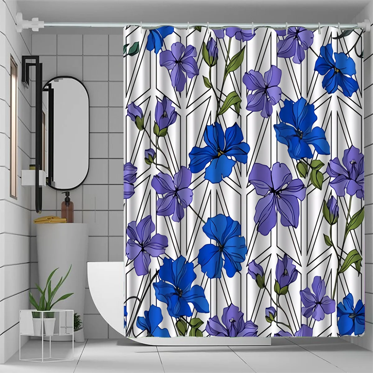 

Large Floral Print Shower Curtain Bathroom Liner Waterproof Fabric 180x180cm Home Decor Shower Curtain
