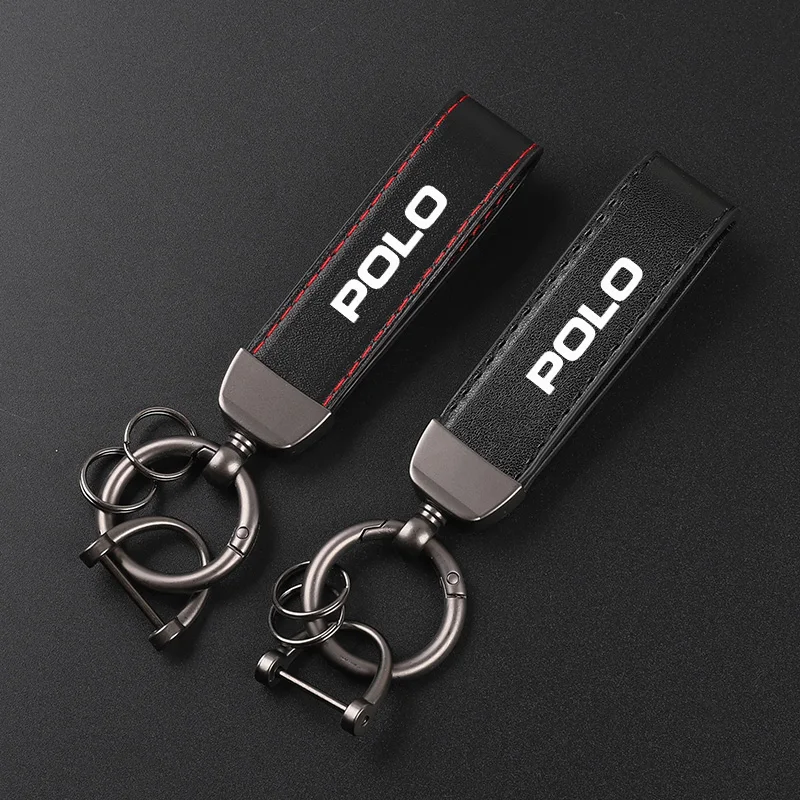 Deluxe Leather Keychain with Car Badge Keychain Pendant For VW POLO