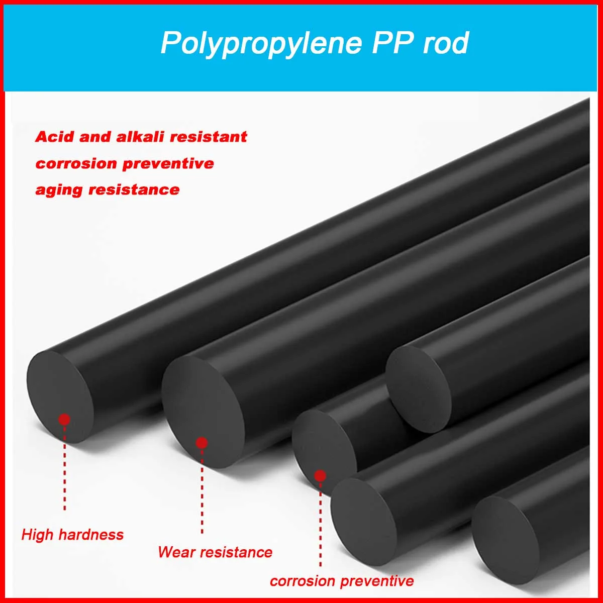 

Black Polypropylene Pure Pp Rod, Brand New Pure Plastic Rod, Nylon Rod, Solid Cylindrical Wear-Resistant