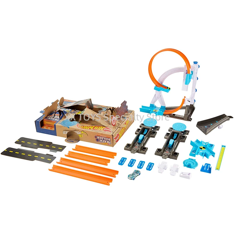 Hot Wheels Track Builder System Stunt Kit Playset with 1:64 Scale Car Toy 4-In-1 Rail Combination Set Boys New Year Gifts Set