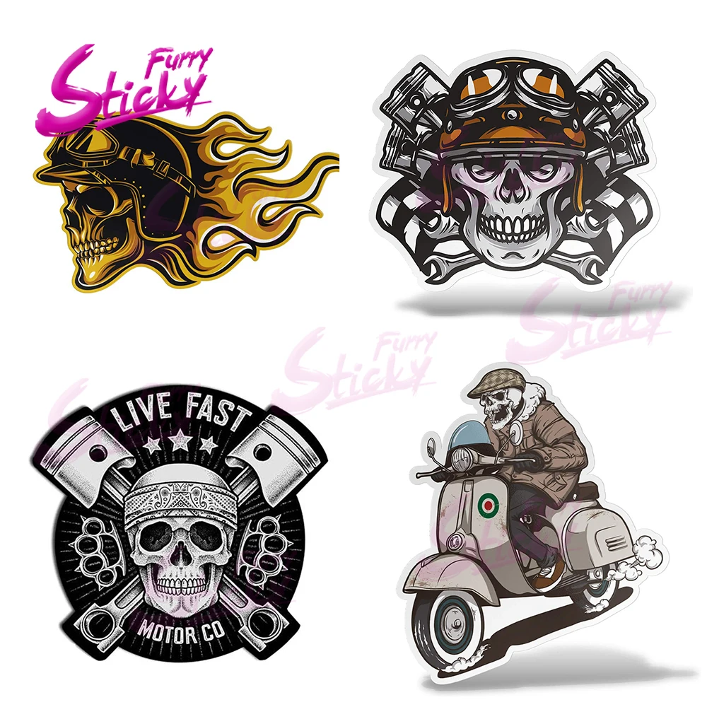 Furry Sticky Car Sticker for Ghost Rider Skeleton Rider Badge Car Decal for Helmet Trunk Laptop Motorcycle Car Accessories