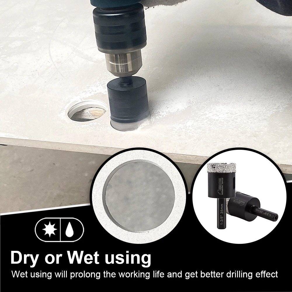 SHDIATOOL 1pc Diamond Core Drill Bits Hex Shank Dia20/25/32/35/50/55/68mm Vacuum Brazed Tile Ceramic Masonry Hole Opener