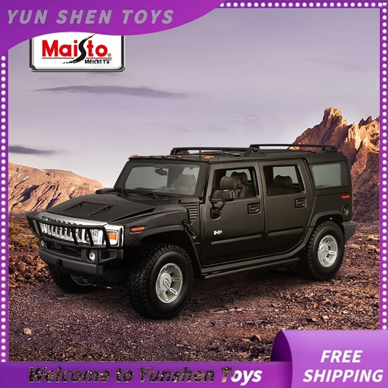 

Полноразмерная модель автомобиля Maisto 1:18 Fu Hummer H2, модель автомобиля из сплава, украшения, коллекционная металлическая модель автомобиля, детские игрушки и подарки