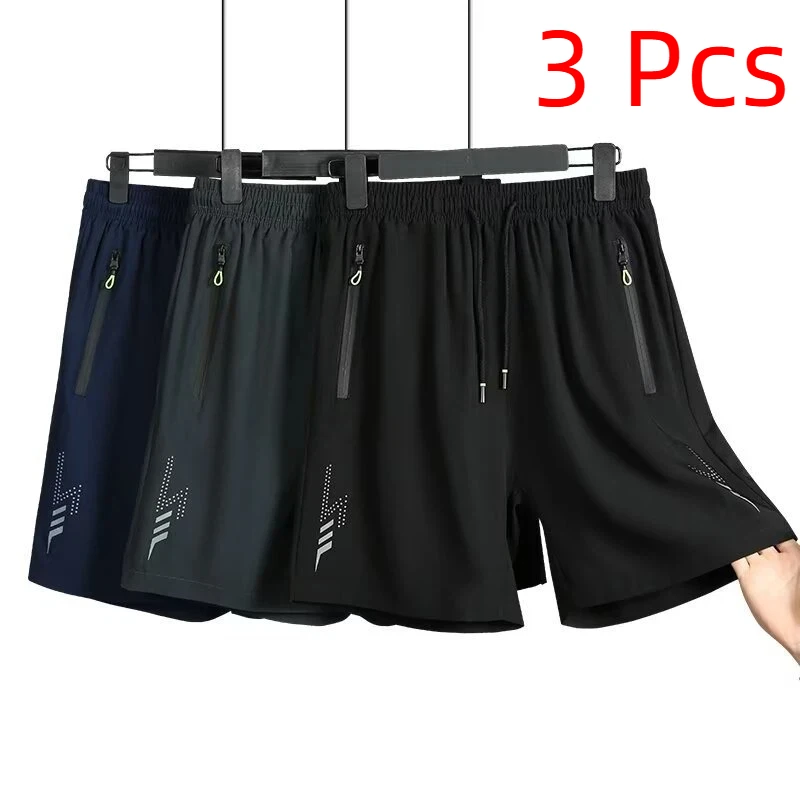 

3 Pcs New Men's Quick Dry Sports Shorts Summer Casual Jogging Shorts for Gym Fitness Running Training Elastic Waist Plus L-8XL