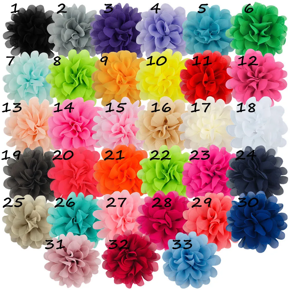 50pcs/lot 10cm Handmade Chiffon Flower For Children's accessory DIY Headband Apparel Accessories New Headwear Hair Accessories