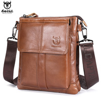 Genuine Leather Men's Shoulder Crossbody Bag Top Layer Cowhide Retro Large Capacity Multifunctional Satchel Mobile Phone Bag