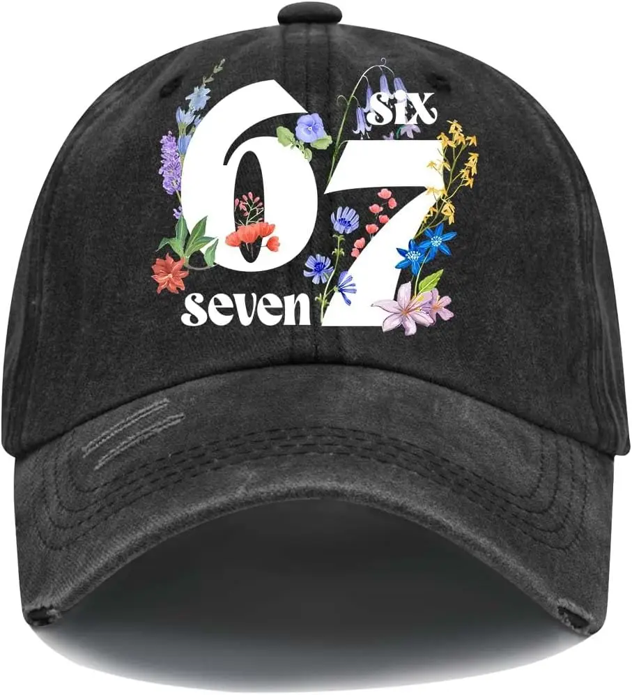 67 Hats for Women, Funny 67 Six Seven Flower Graphic Vintage Baseball Caps Unisex Casual Number Cap
