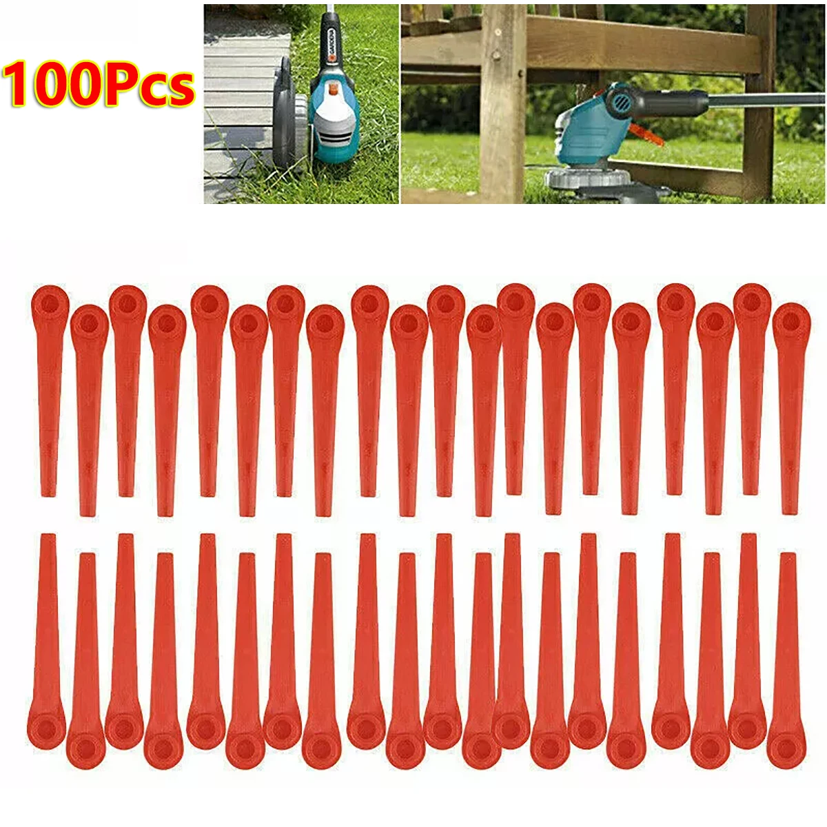 100Pcs Garden Grass Trimmer Plastic Replacement Blades Fit for for Gardena Grass Trimmer EasyCut Li-18/23R 9823 9825 9820 9821