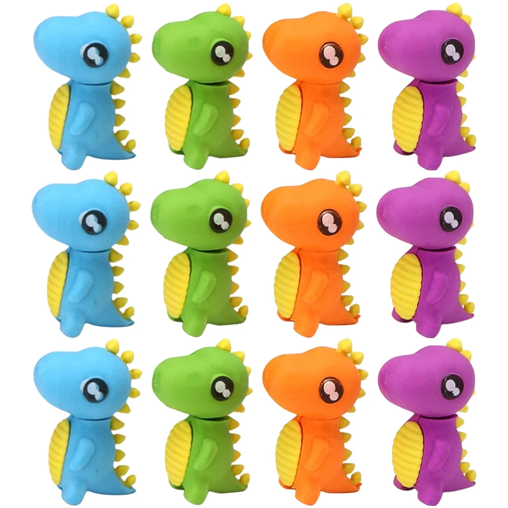 

48pcs Dinosaur Erasers Mini Rubber for Kids Classroom Bulk Tiny 3D Holiday Stationery Safe Environmental Kindergarten Student