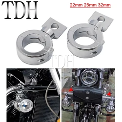 Chrome 22mm/25mm/32mm Motorcycle Engine Guard Fog Light Lamp Mounting Bracket Clamp Handlebar Crash Bar Foglight Mount Support