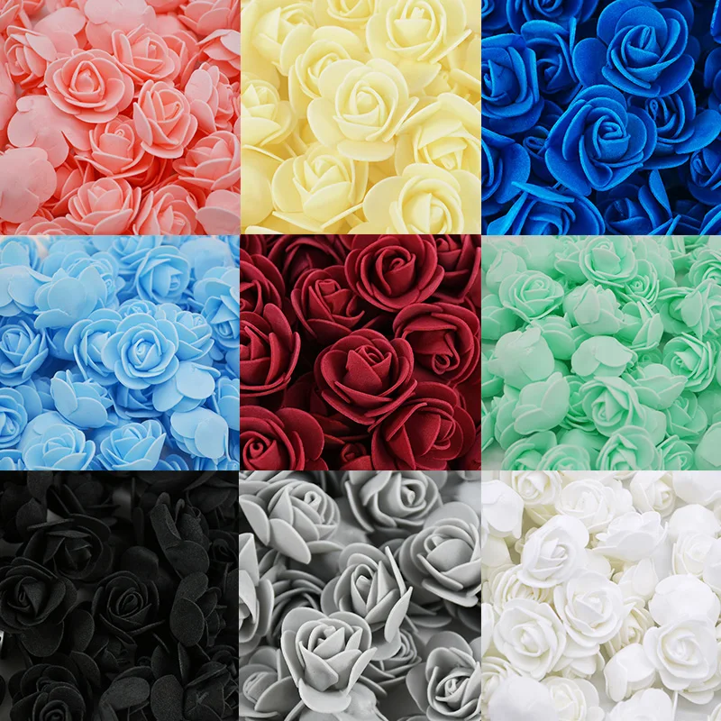 200/100 Stuks 3Cm Foam Teedy Beer Rose Kunstmatige Fake Bloemhoofdjes Voor Home Decor Bruiloft Verjaardag Kerst party Diy Krans Gift