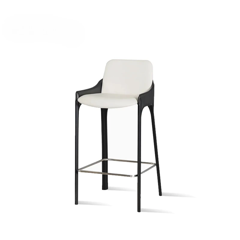 Nordic backrest saddle microfiber high stool light luxury cafe modern simple bar chair home