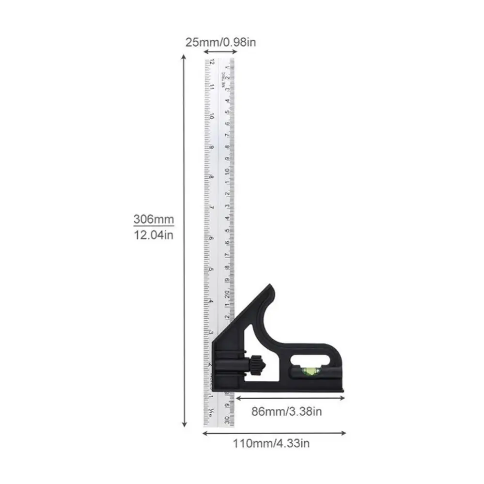 1 or 2pcs/set Alloy +ABS Adjustable Protractor Square and Triangle Rulers, 7 Inch and 12 Inch Angle Ruler Combination Set