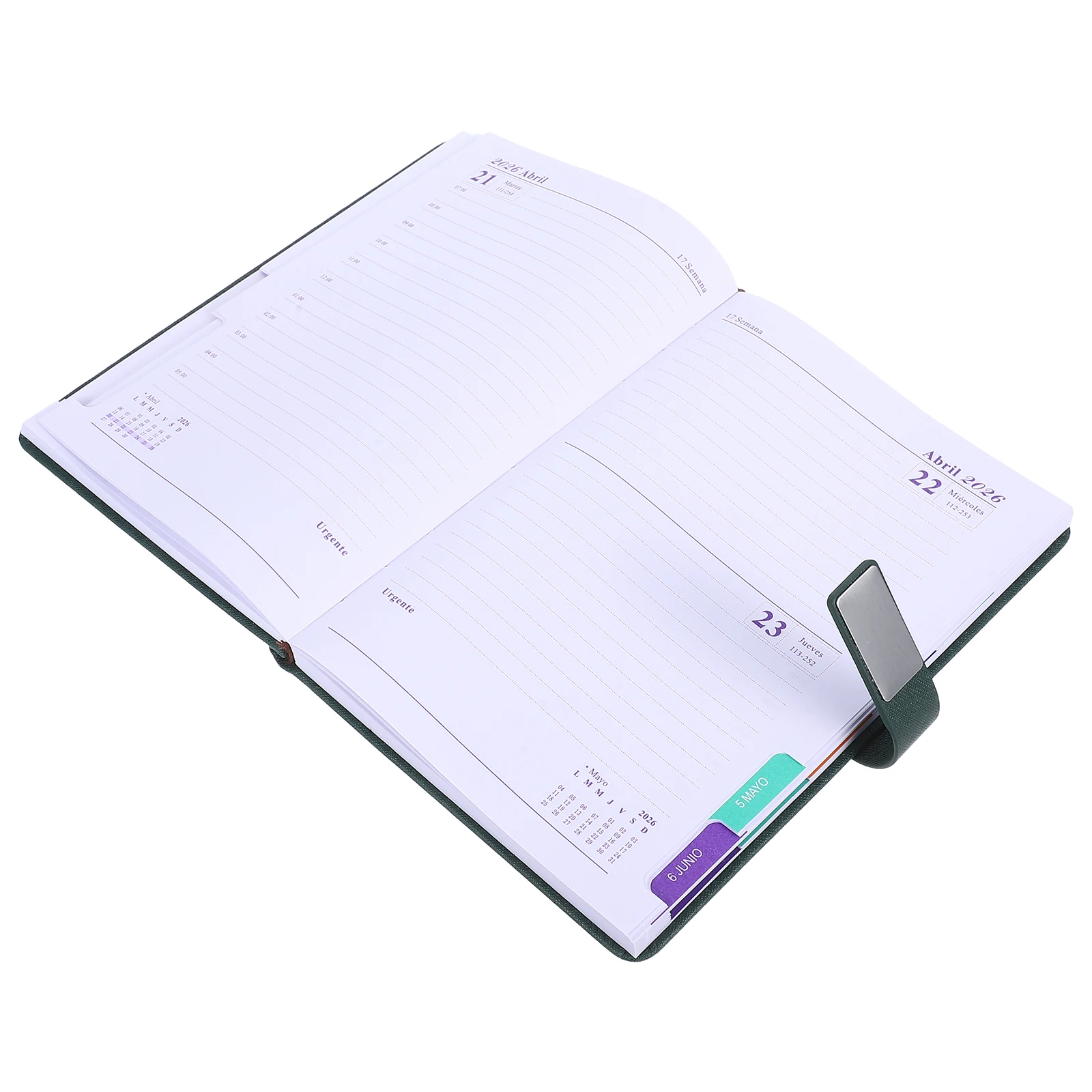 

2026 A5 Planner PU Cover Monthly Index Bookmarks Olive Green Notebook Calendar Daily Journal Office