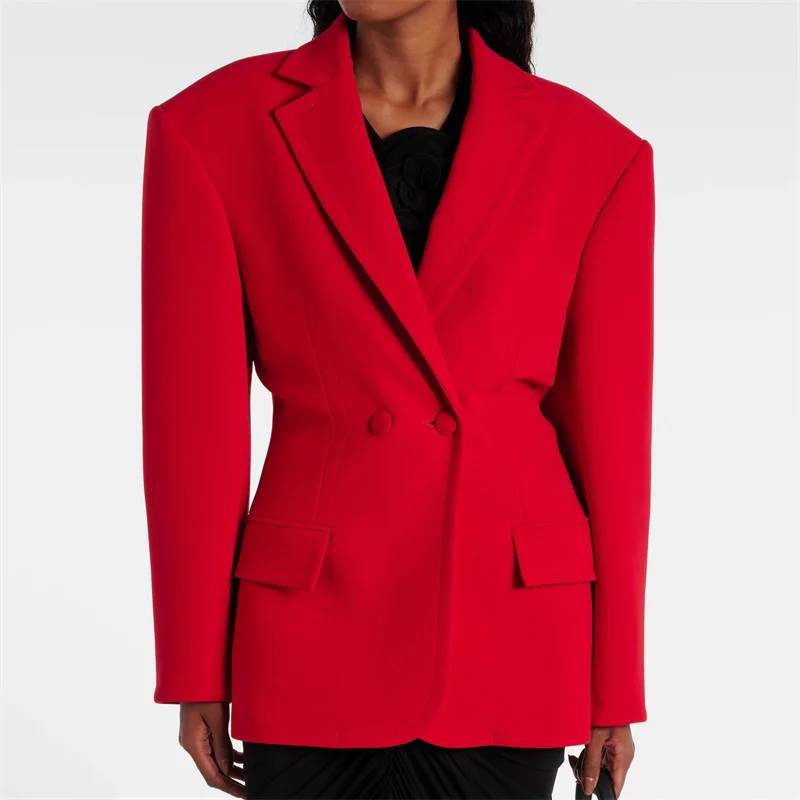 women's blazer 2024 autumn new in outerwears double breasted slim fit Women's suit jacket High quality women's long sleeved top