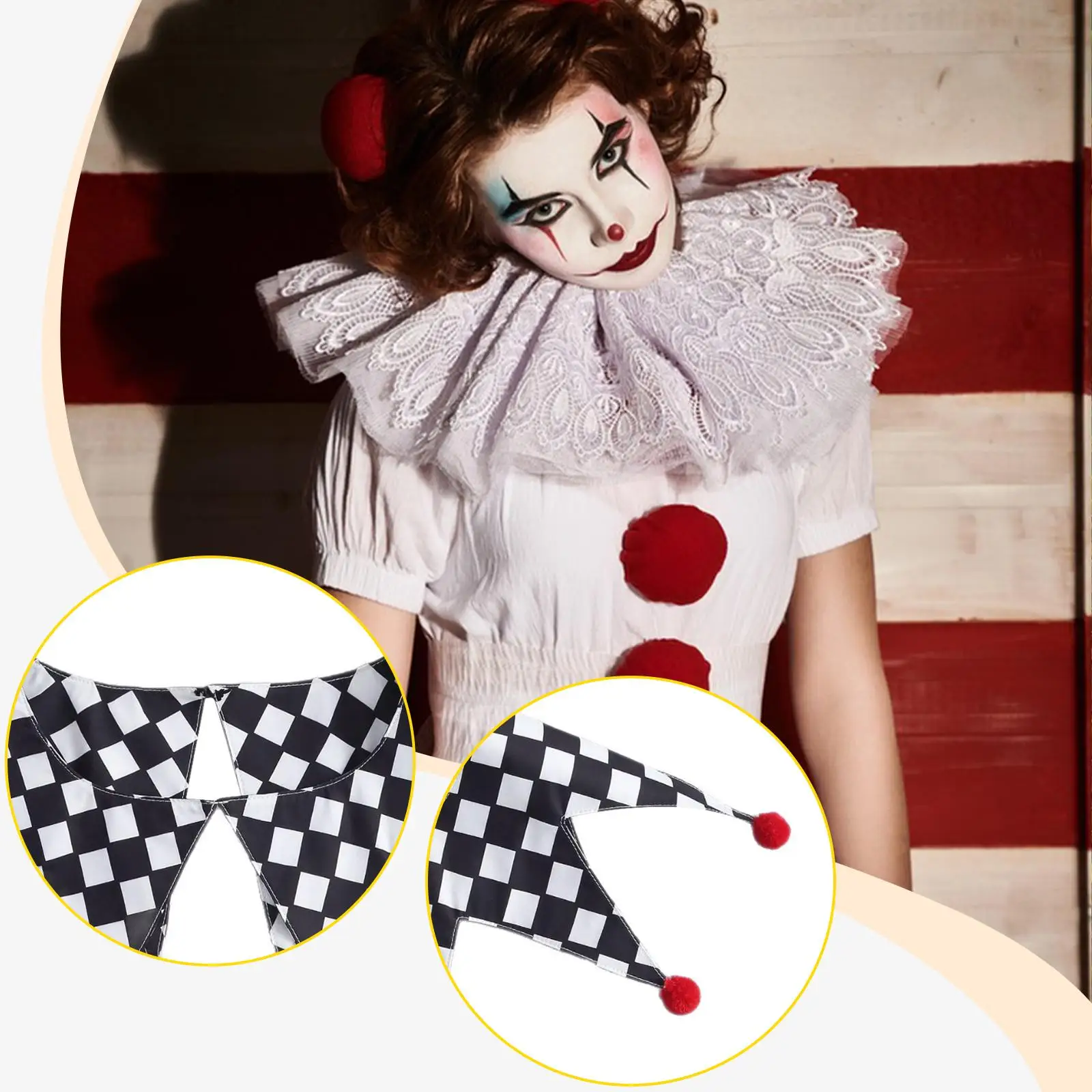 Halloween Clown Collar Premium Jesters Neckwear for Festival Holiday Cosplay