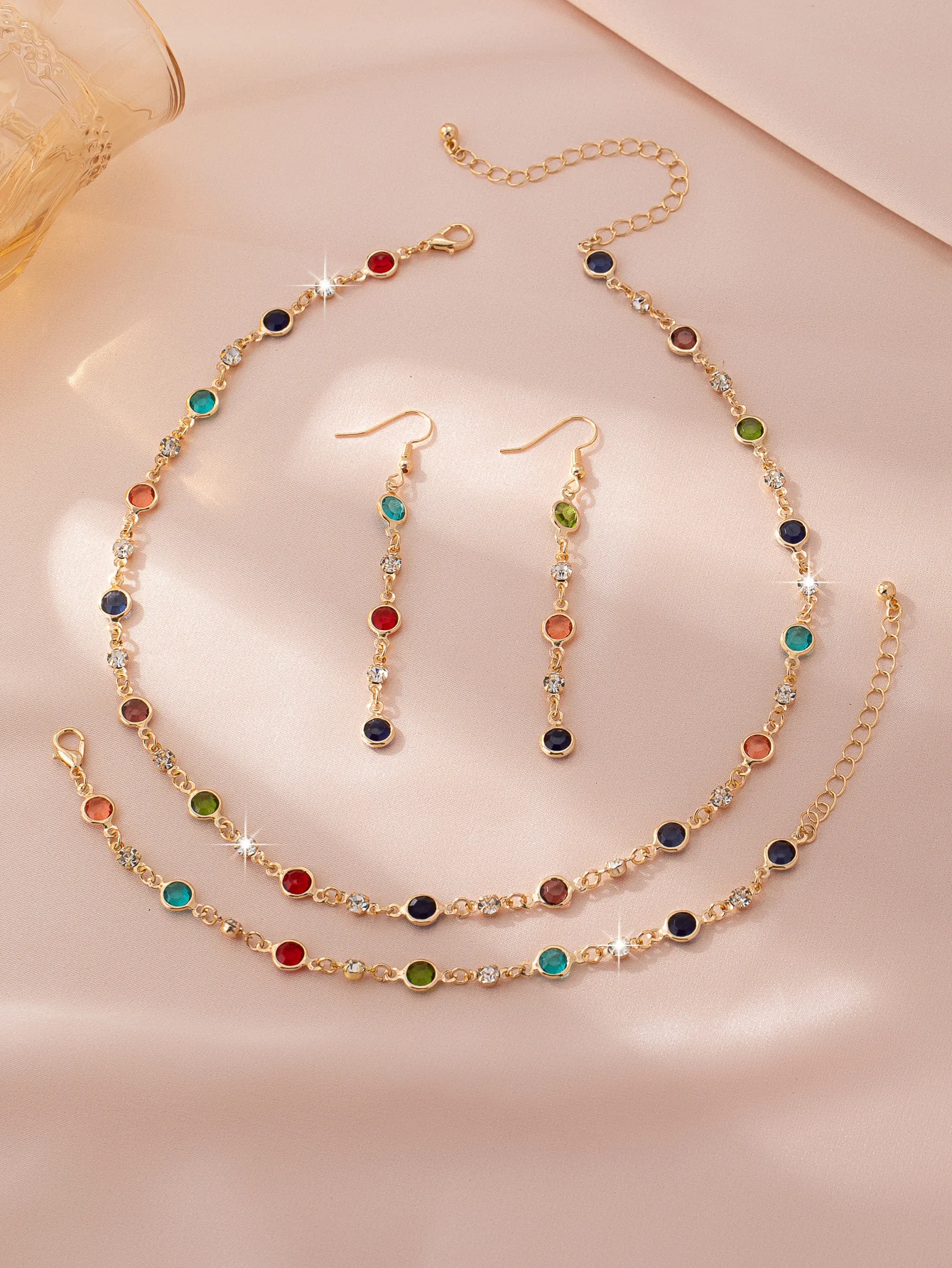 أنيقة، شخصية، فاخرة خفيفة، راقية، أقراط رائعة، سوار، مجموعة قلادة #4