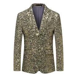 Y672738 Slim casual men's stage personality performance host emcee sequin solid color groom suit jacket