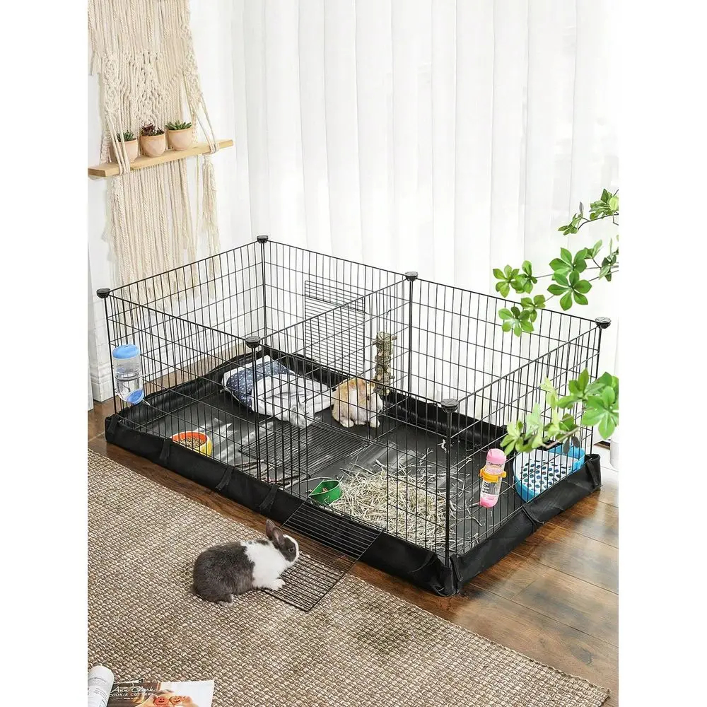 

Guinea Pig Cages, Metal Grid Small Animal Playpen With Waterproof Washable Liner, 2 Separate Spaces For Rabbits, Ferrets, Bunni
