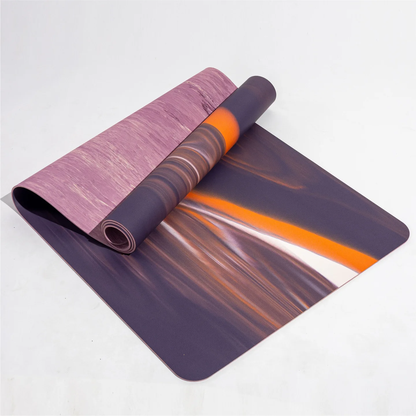 Natural rubber yoga mat, contrasting color flow pattern camouflage, coconut shell matte  non-slip and wear-resistant fitness mat