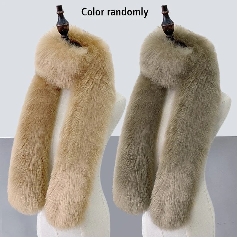 Warm Soft Fur Scarf for Women Faux Fox Fur Scarf Female Winter Fake Collar Long Plush Fur Shawl Cloak Girls Clothes Accessories