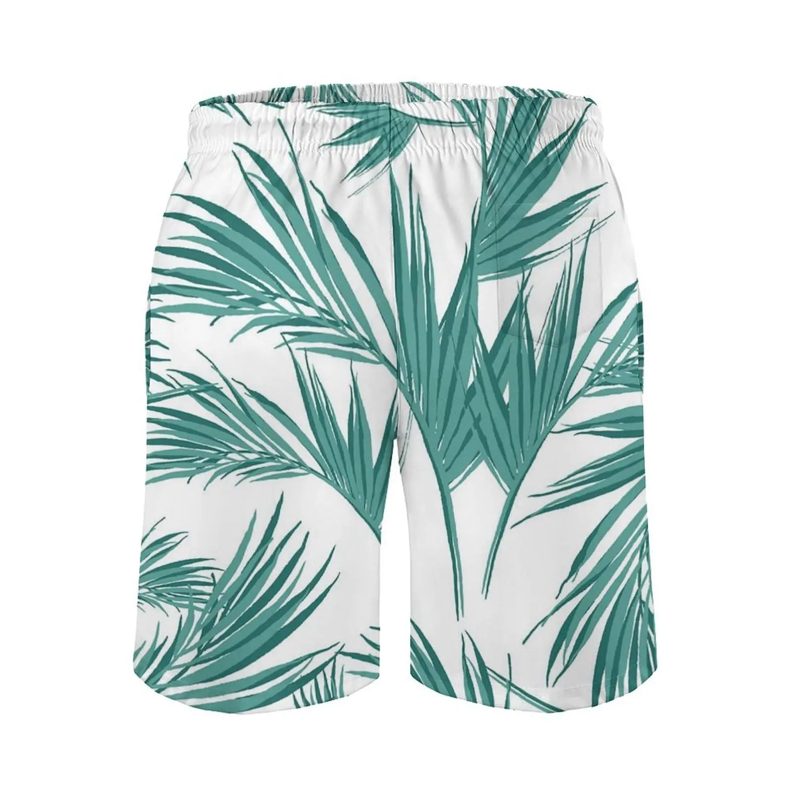 Men's Leaf Printed Pattern Casual Shorts Boys Summer Cool Hawaiian 3D Printed Casual Swim Trunks Drawstring Surfboard Shorts