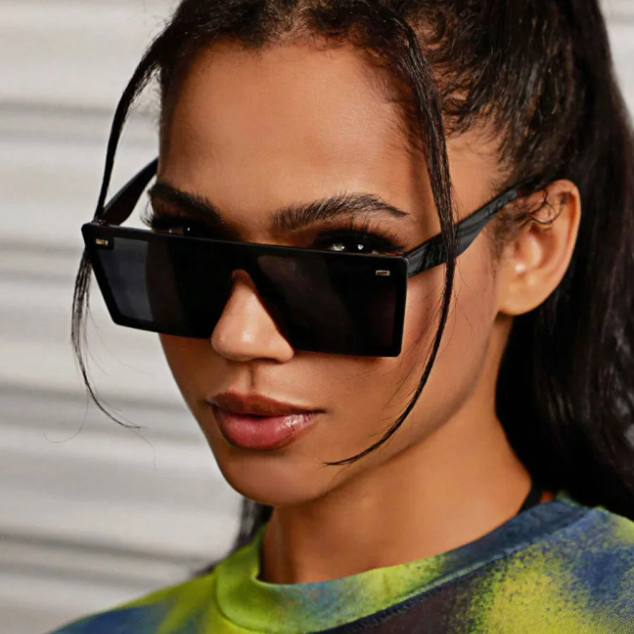 Fashion Oversized Frame Square Women\'s Sunglasses Casual Street retro Style Decorative Glasses