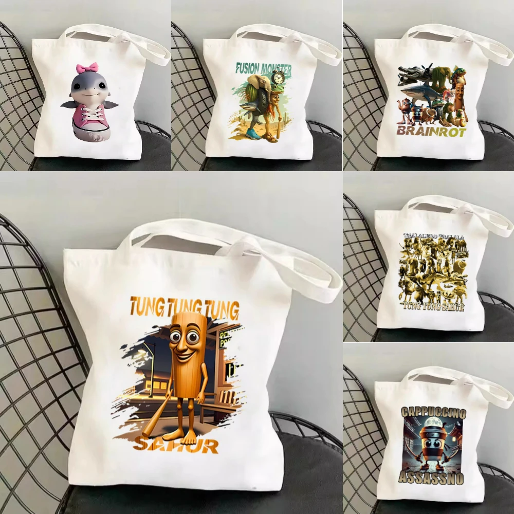 

Chic Filipino Meme Character Canvas Tote Bag, Funny Viral Graphic Reusable Shoulder Bag, Novelty Handbag for Meme Lovers, Gift